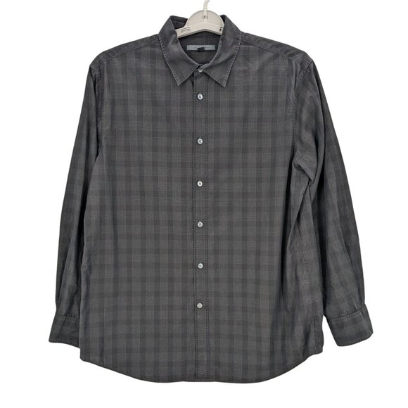 John Varvatos Plaid Button Up Shirt Men Size L Check Woven Office Quiet Luxury - Picture 1 of 8